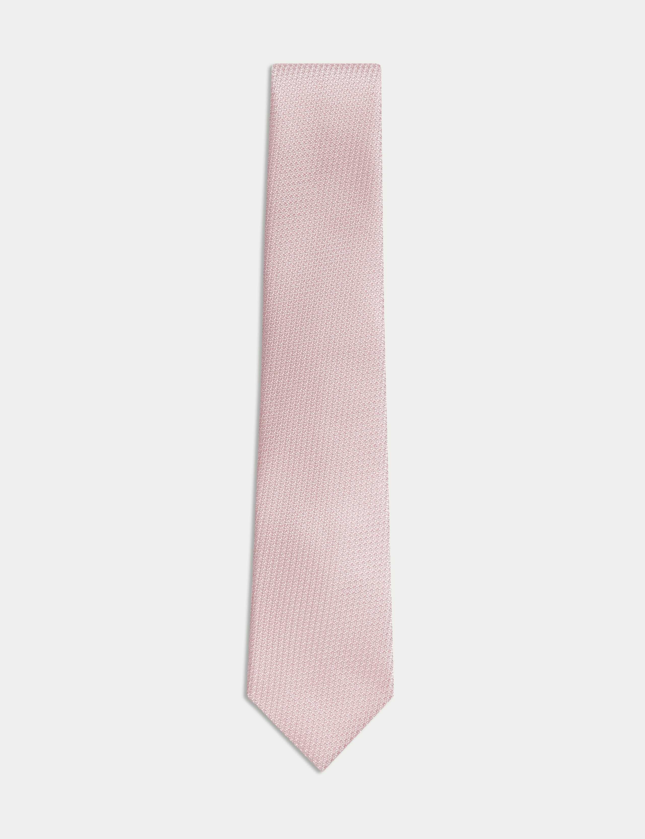 Textured Pure Silk Tie - Pink