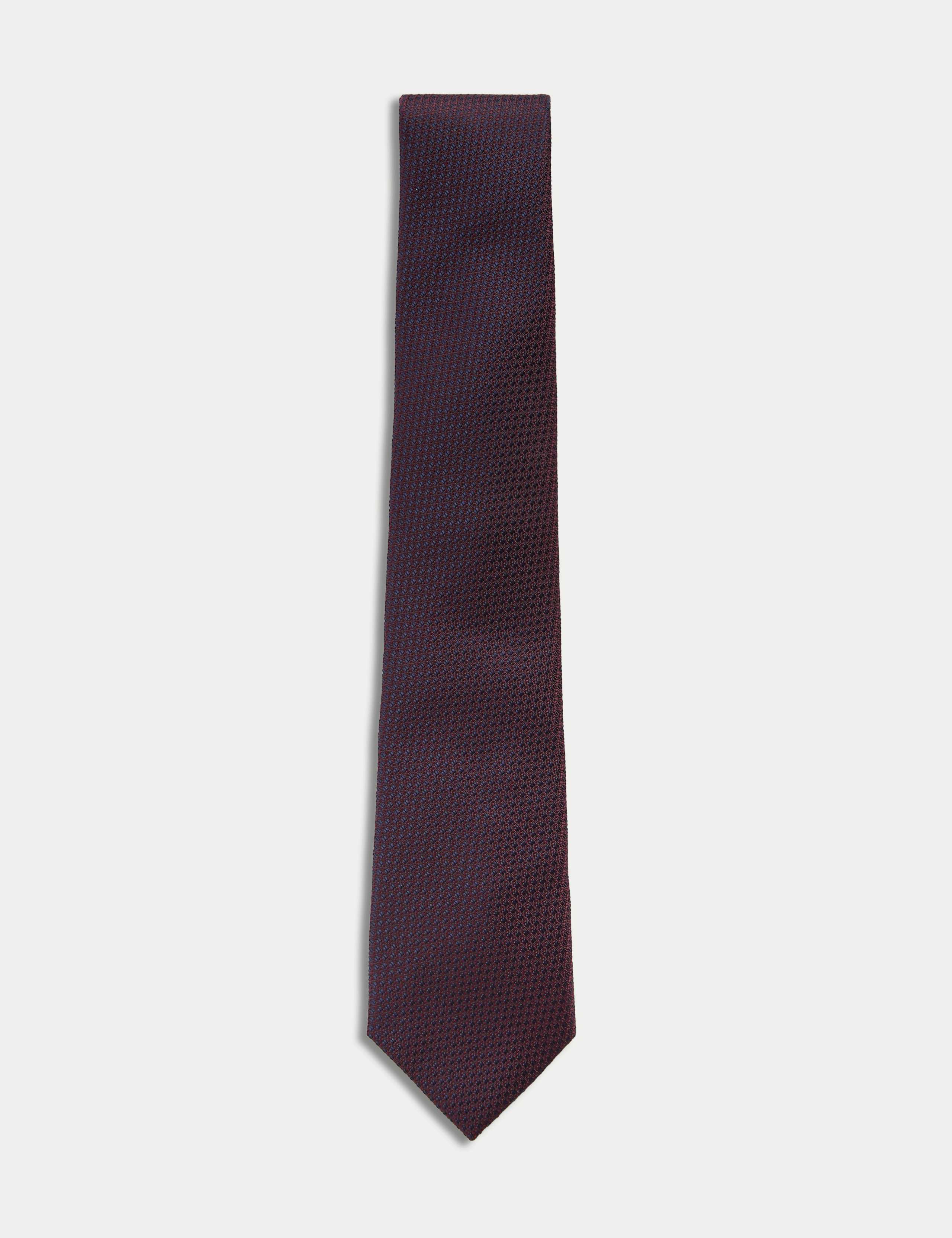 Textured Pure Silk Tie - Dark Burgundy