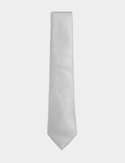 Textured Pure Silk Tie - Light Grey