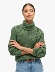 M&S Textured Roll Neck Relaxed Jumper with Wool - Green