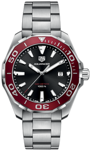 Aquaracer Black Dial Silver Steel Strap Watch for Men - WAY101B.BA0746