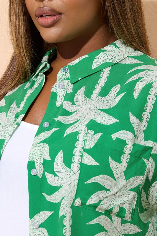 YOURS Curve Green Tropical Palm Print Shirt