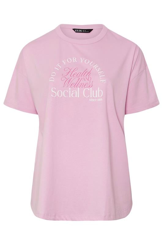 YOURS ACTIVE Curve Pink 'Health & Wellness Social Club' Top