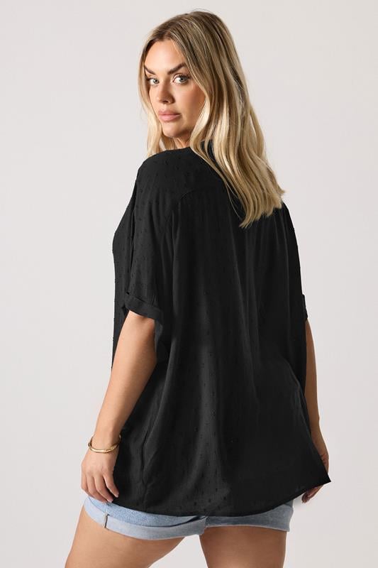 YOURS Curve Black Textured Dobby Blouse