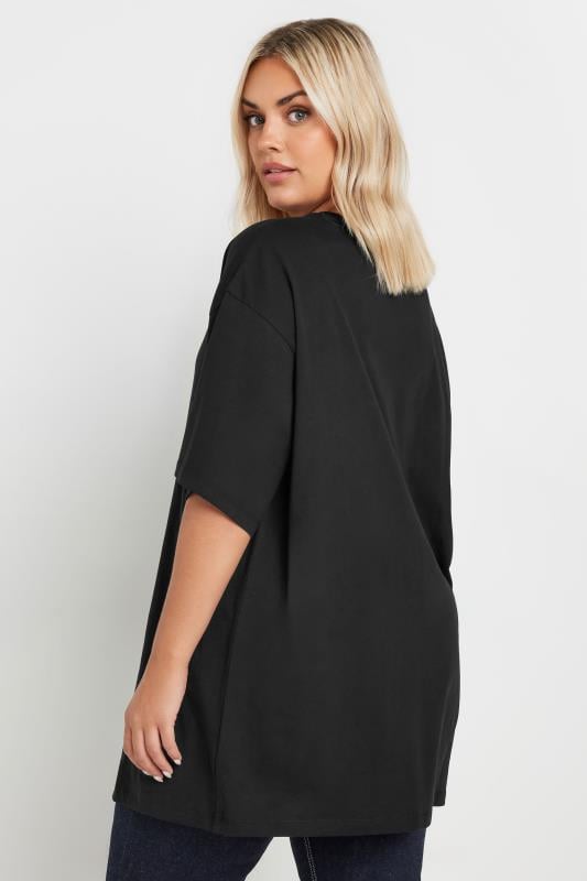 YOURS Curve Black Oversized Longline T-Shirt