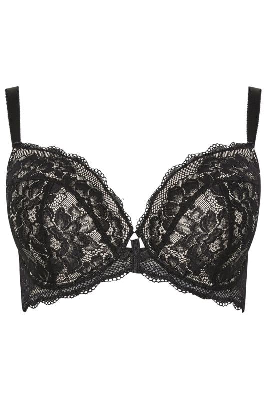 YOURS Curve Black Lace Padded Plunge Bra