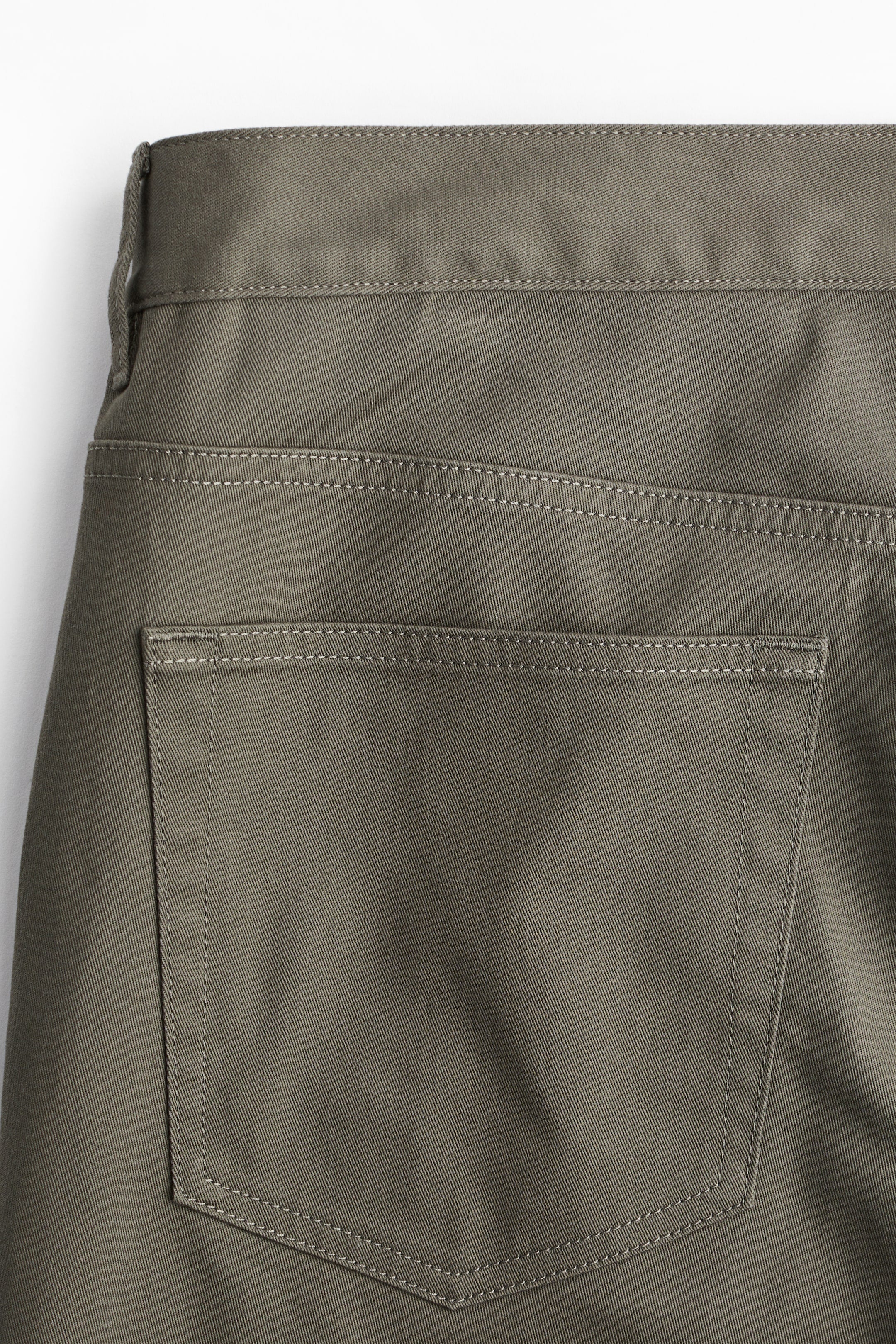 SLIM FIT COTTON TWILL TROUSERS - Khaki green