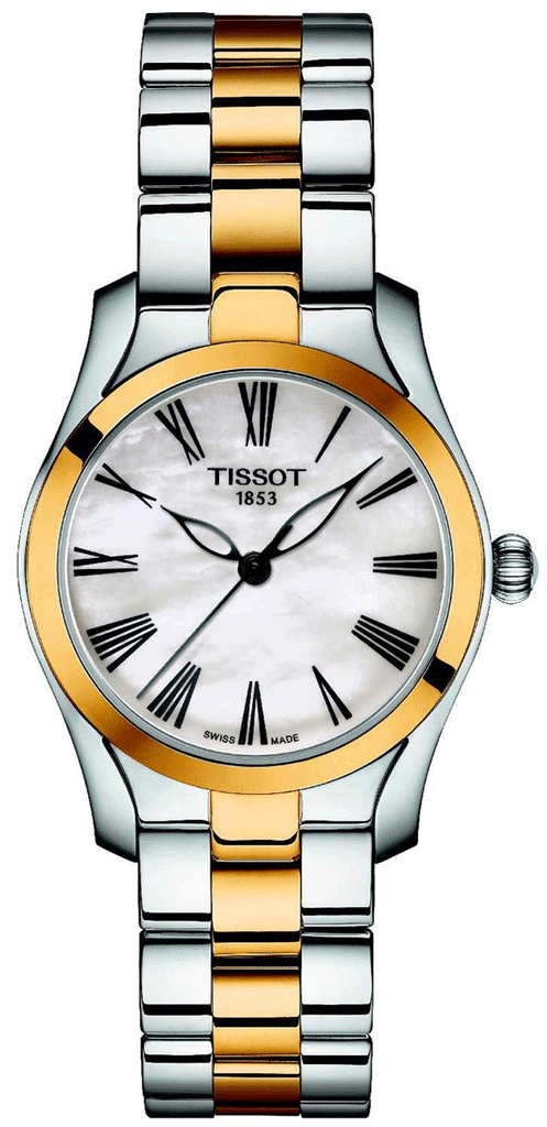 T Wave Quartz Mother of Pearl Dial Two Tone Steel Strap Watch for Women - T112.210.22.113.00