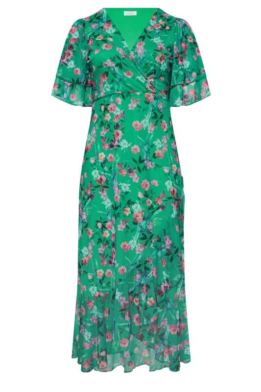 YOURS LONDON Curve Green Floral Print Wrap Maxi Dress