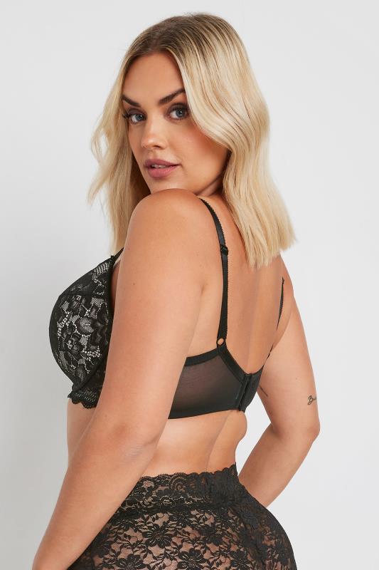 YOURS Curve Black Lace Padded Plunge Bra