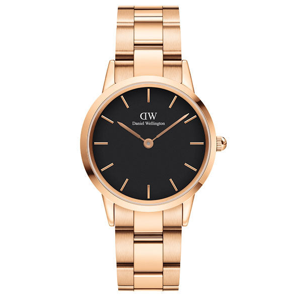 Daniel Wellington Ladies Rose Gold Iconinc Link Watch DW00100212