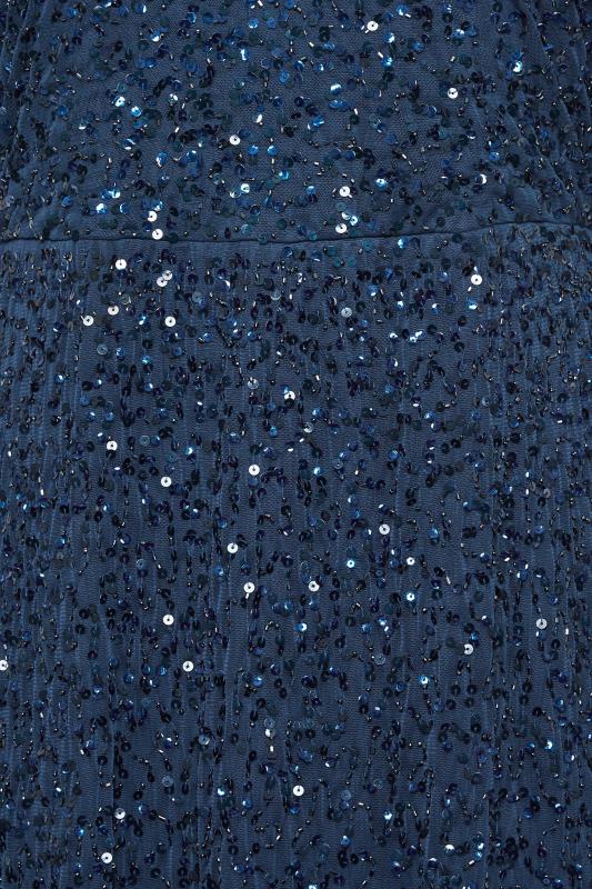 LUXE Curve Navy Blue Hand Embellished V-Neck Maxi Dress