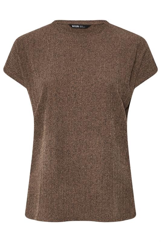 YOURS Curve Mocha Brown Knitted T-Shirt
