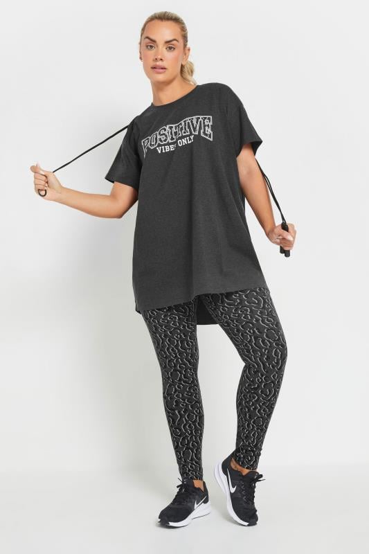 YOURS ACTIVE Curve Grey 'Positive Vibes Only' Top