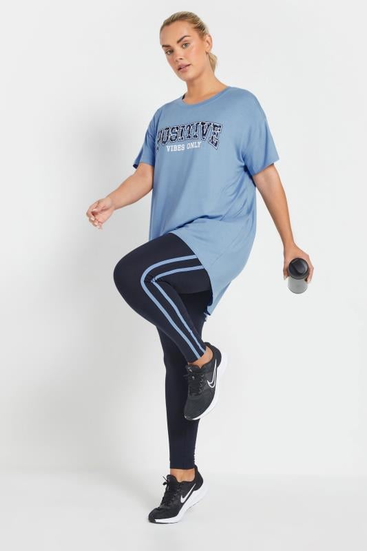 YOURS ACTIVE Curve Light Blue 'Positive Vibes Only' Top
