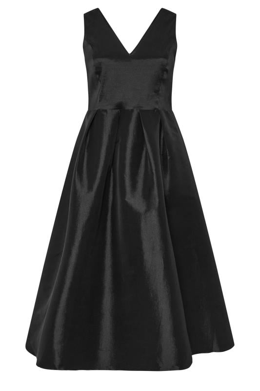 YOURS LONDON Curve Black Pleated V-Neck Midi Prom Dress