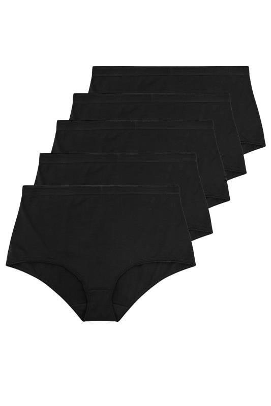 YOURS Curve 5 PACK Black Stretch Full Briefs