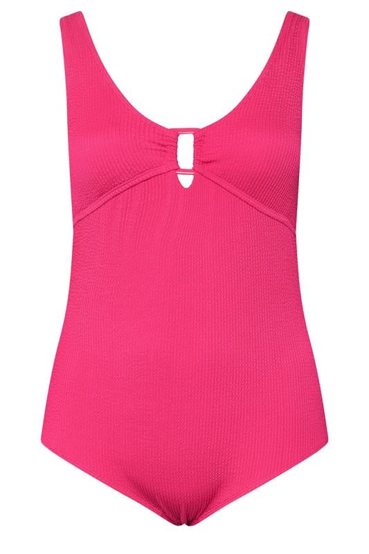 YOURS Curve Pink Buckle Textured Swimsuit