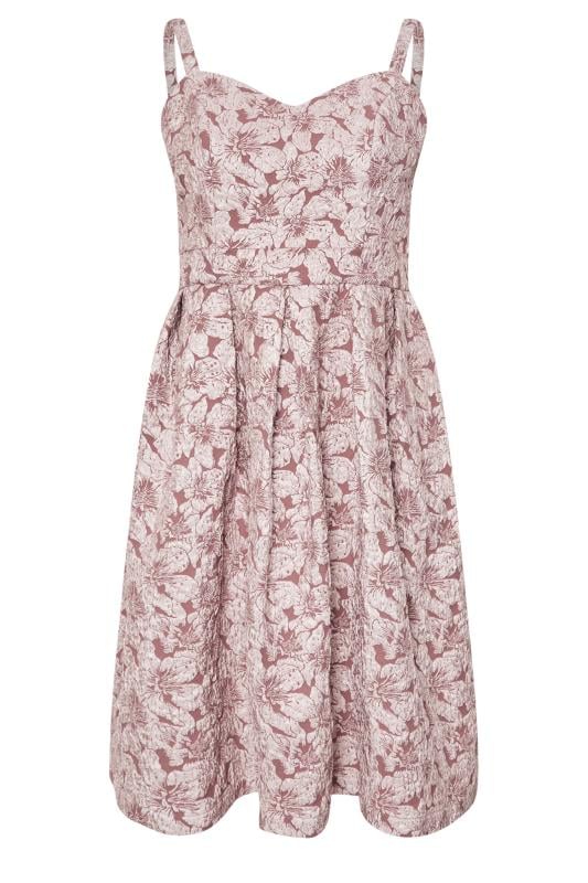 YOURS LONDON Curve Pink Floral Jacquard Sweetheart Prom Dress