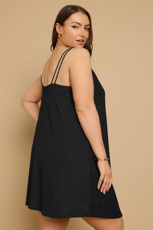 YOURS Curve Black Textured Double Strap Mini Dress