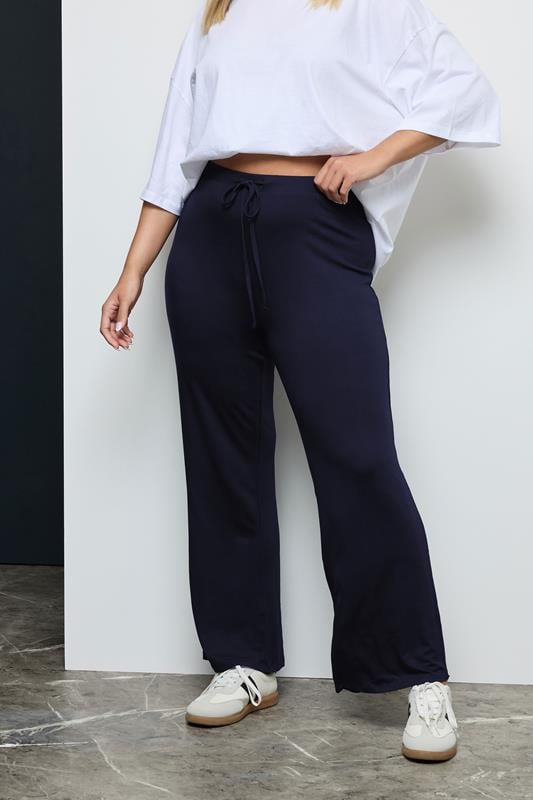 YOURS BESTSELLER Curve Black Wide Leg Pull On Stretch Jersey Yoga Pants