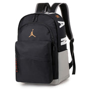 (Black Gray) Color Solid Air Jordan Pattern Student Backpack Curved Gift Straps Schoolbag