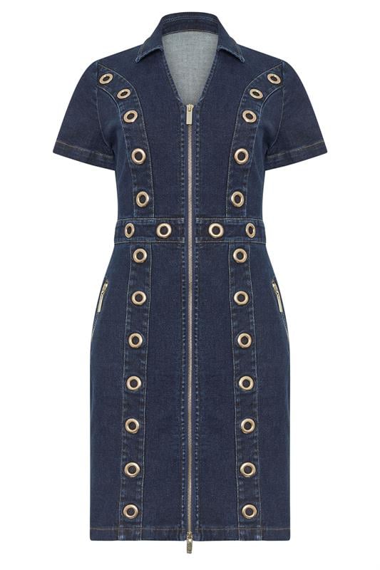 STAR Indigo Blue Denim Eyelet Mini Dress