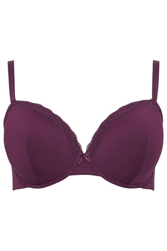 YOURS 3 PACK Curve Purple & Pink Lace Trim Padded T-Shirt Bras