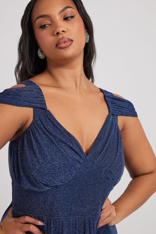YOURS LONDON Curve Navy Blue Metallic Midaxi Dress