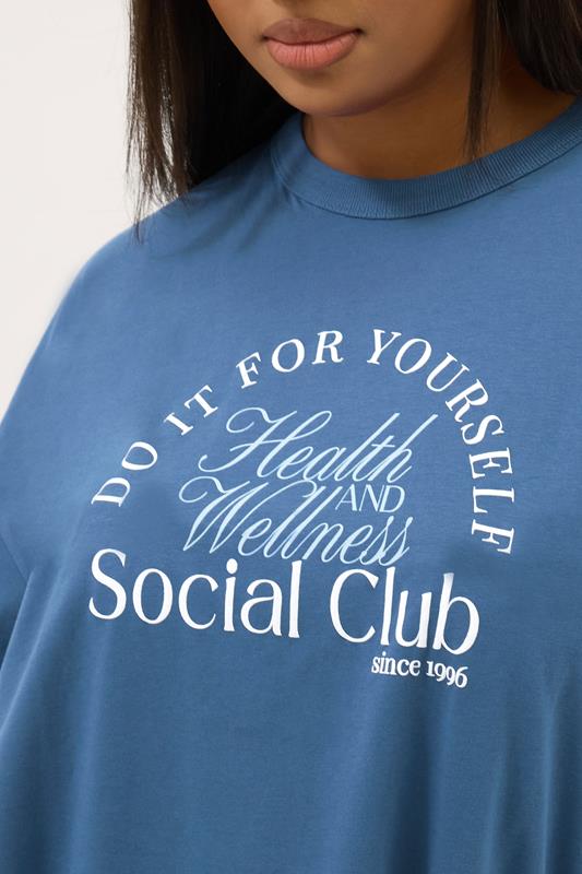 YOURS ACTIVE Curve Blue 'Health & Wellness Social Club' Top