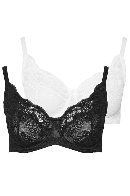 YOURS 2 PACK Curve Black & White Swirl Lace Bras
