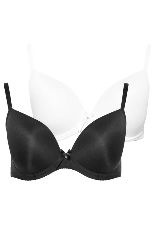 YOURS 2 PACK White & Black Plunge Microfibre Bras