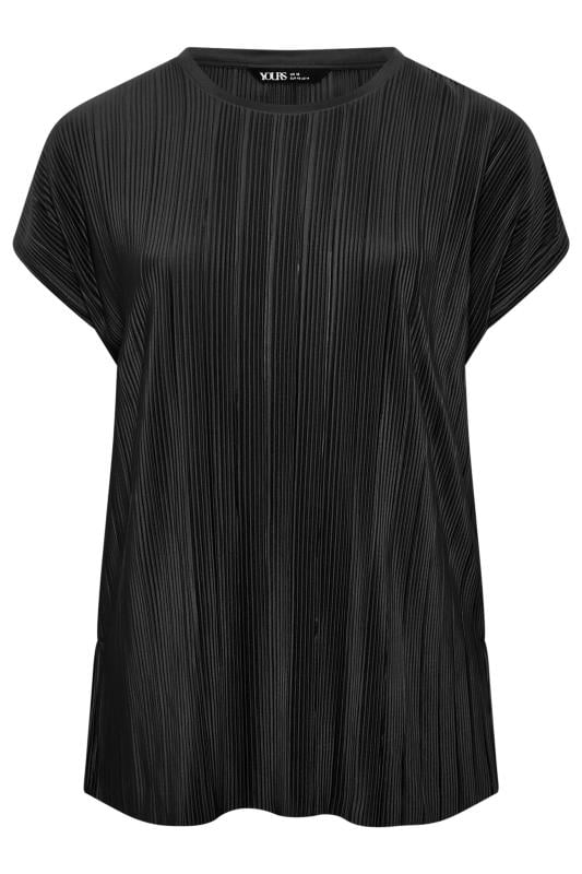 YOURS Curve Black Plisse Top