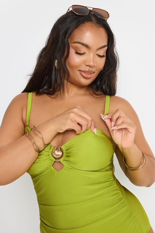 YOURS Curve Green Shell Detail Swimsuit