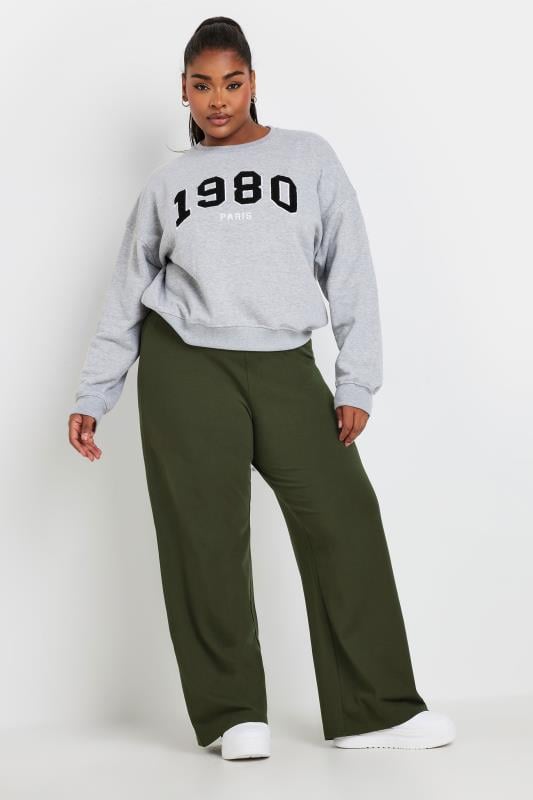 YOURS Curve Khaki Green Wide Leg Yoga Pants