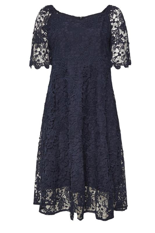 YOURS LONDON Curve Navy Blue Premium Crochet Lace Dress