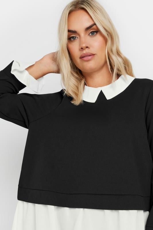 YOURS Curve Black & White 2-In-1 Top