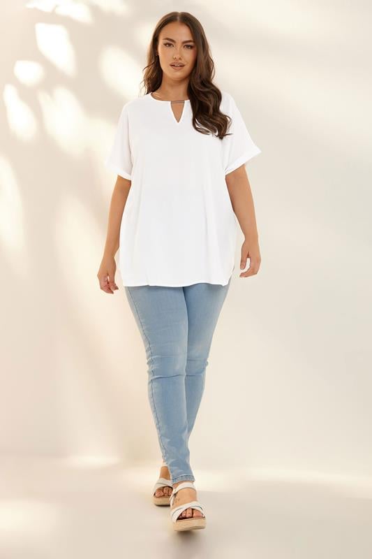 YOURS Curve White Notch Neck Blouse