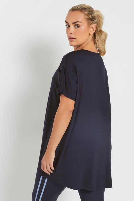 YOURS ACTIVE Curve Navy Blue 'Wellness Club' Slogan Top