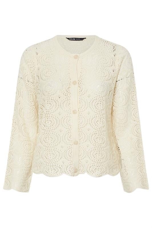 YOURS Curve Cream Scalloped Crochet Cardigan