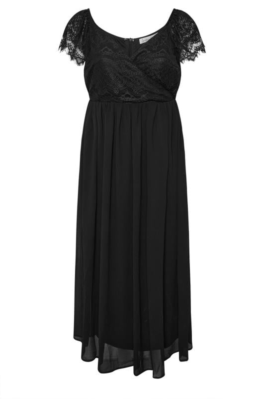 YOURS LONDON Curve Black Lace Maxi Wrap Dress