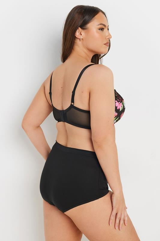 YOURS 2 PACK Curve Black & Pink Floral Print Padded Bras
