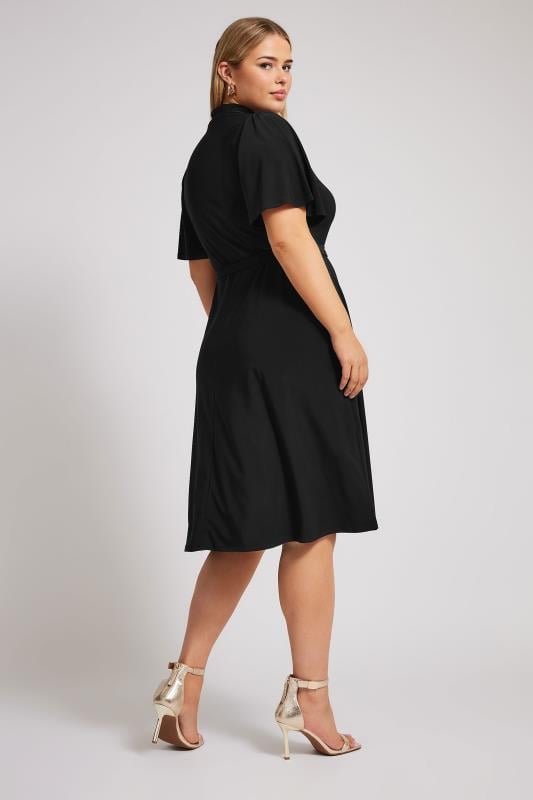 YOURS LONDON Curve Black High Neck Belted Skater Dress