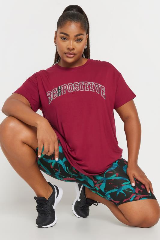 YOURS ACTIVE Curve Black Abstract Print Stretch Shorts