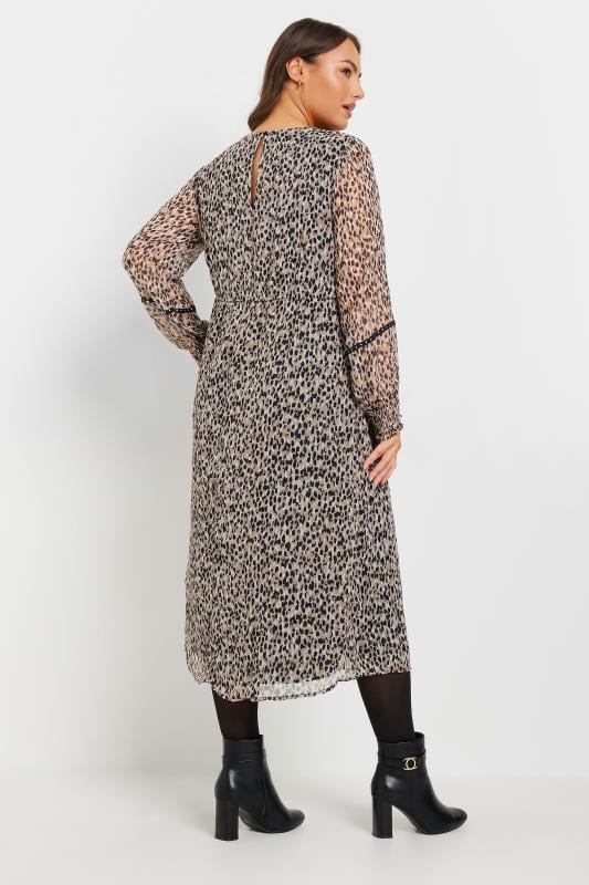 YOURS Curve Natural Brown Abstract Print Chiffon Midaxi Dress