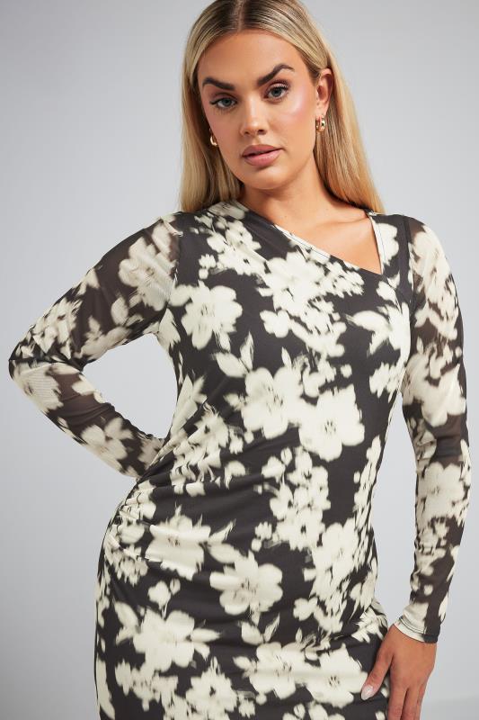 LIMITED COLLECTION Curve Black Blurred Floral Print Maxi Dress