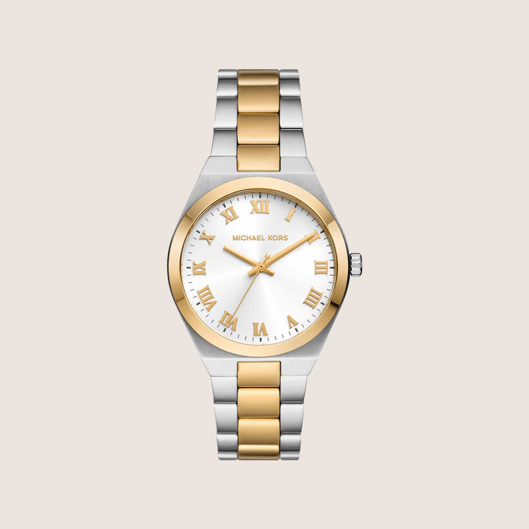 Michael Kors Women's Lennox White Dial Two Tone Case Watch MK7464