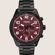 Fossil Men's Brox Burgundy Dial Black Bracelet Watch BQ2803