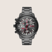 Diesel Mens Griffed Chronograph Gunmetal Dial Gunmetal Steel Bracelet Watch DZ4586