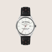 Ted Baker Mens Leytonn White Dial Black Leather Strap Watch BKPLTS202